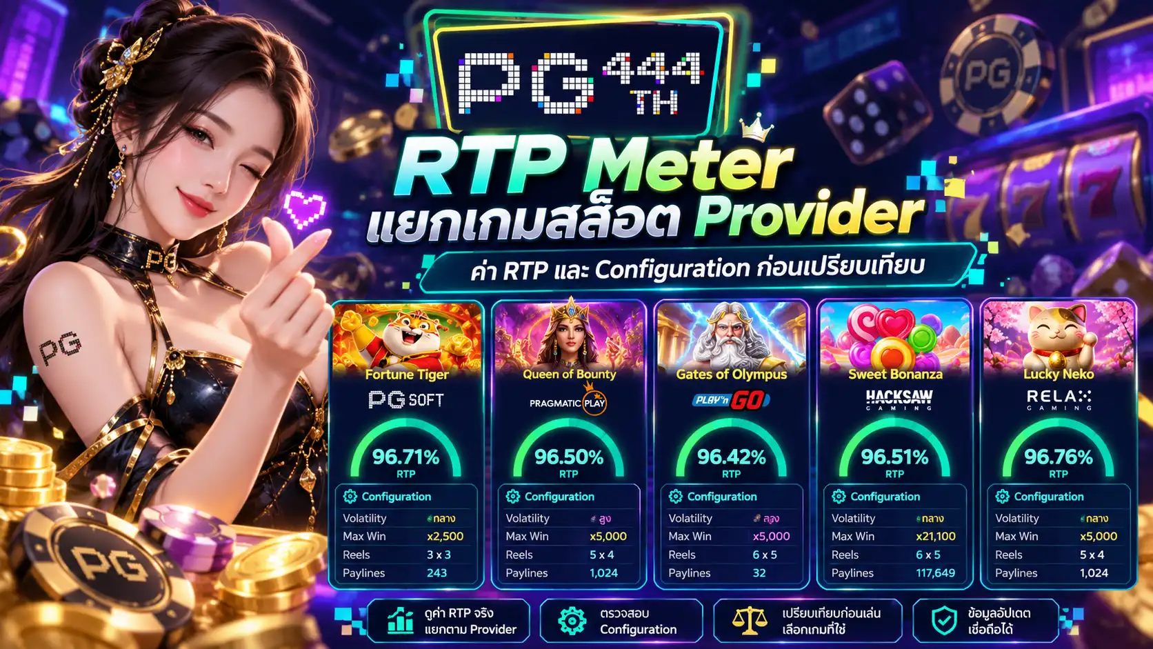 pg444th RTP สล็อตออนไลน์ เปรียบเทียบเกม Provider และ Configuration