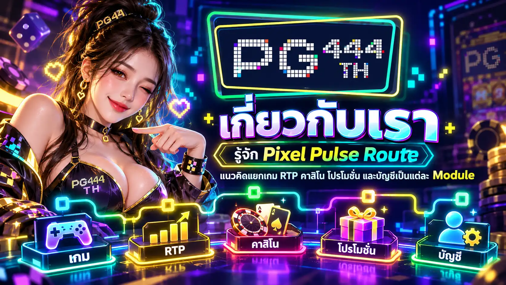 pg444th Pixel Pulse Route แนวคิดแยกเกมสล็อต RTP คาสิโน โปรโมชั่น และข้อมูลบัญชี